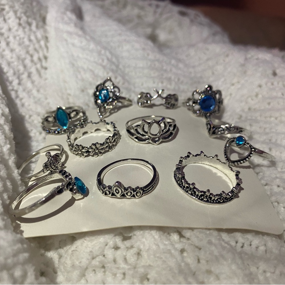 Rings silver with blue
